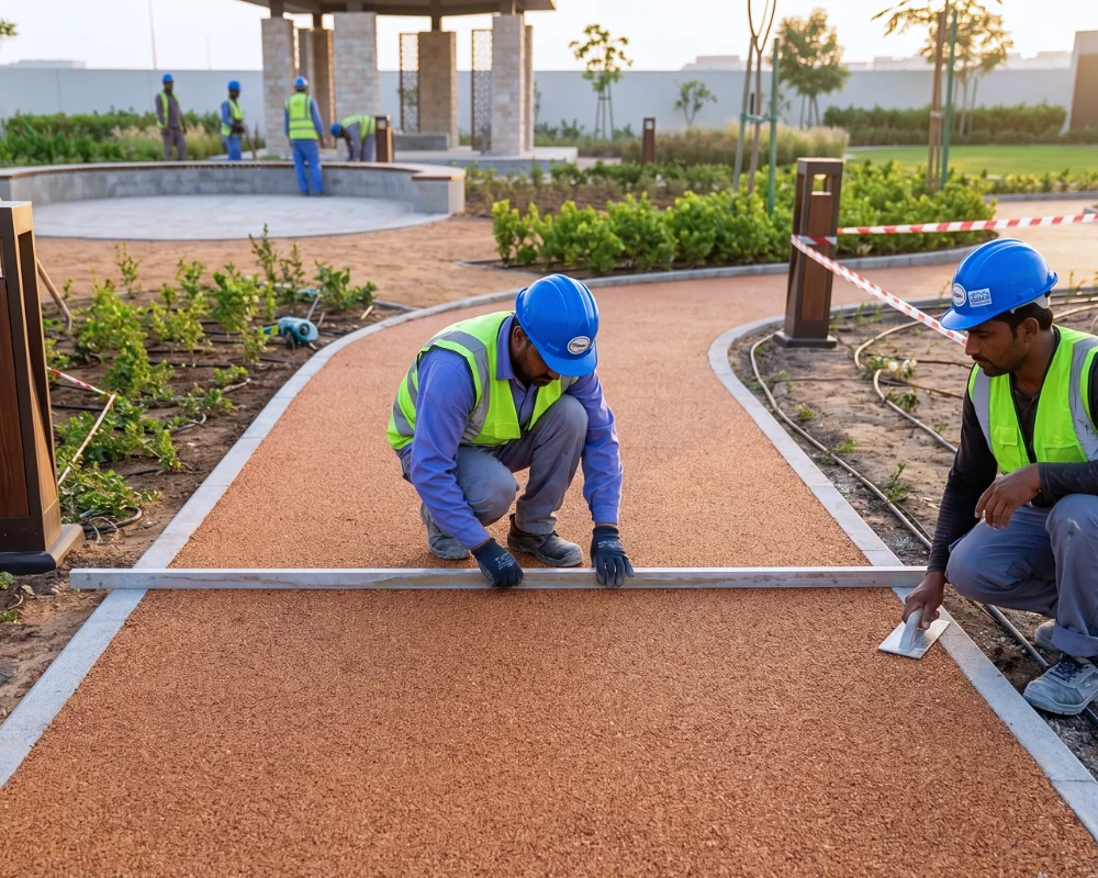 Seamless resin bound stone surface for a driveway