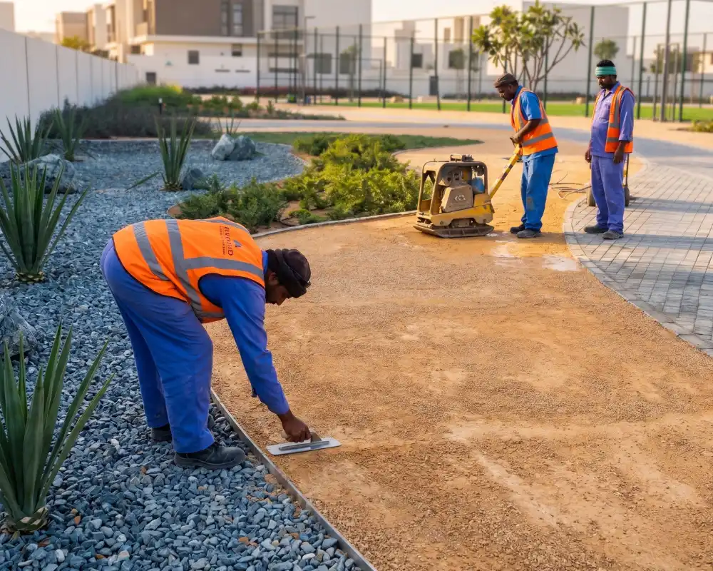 Installers laying a TerraTight resin bound surface